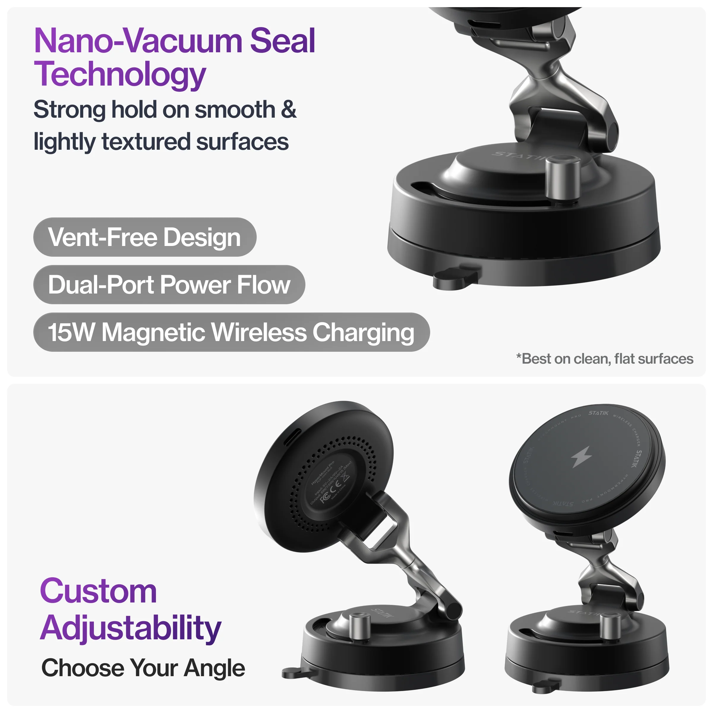 HyperMount Pro | 15W Wireless Charging Nano-Vacuum Mount - Image 5